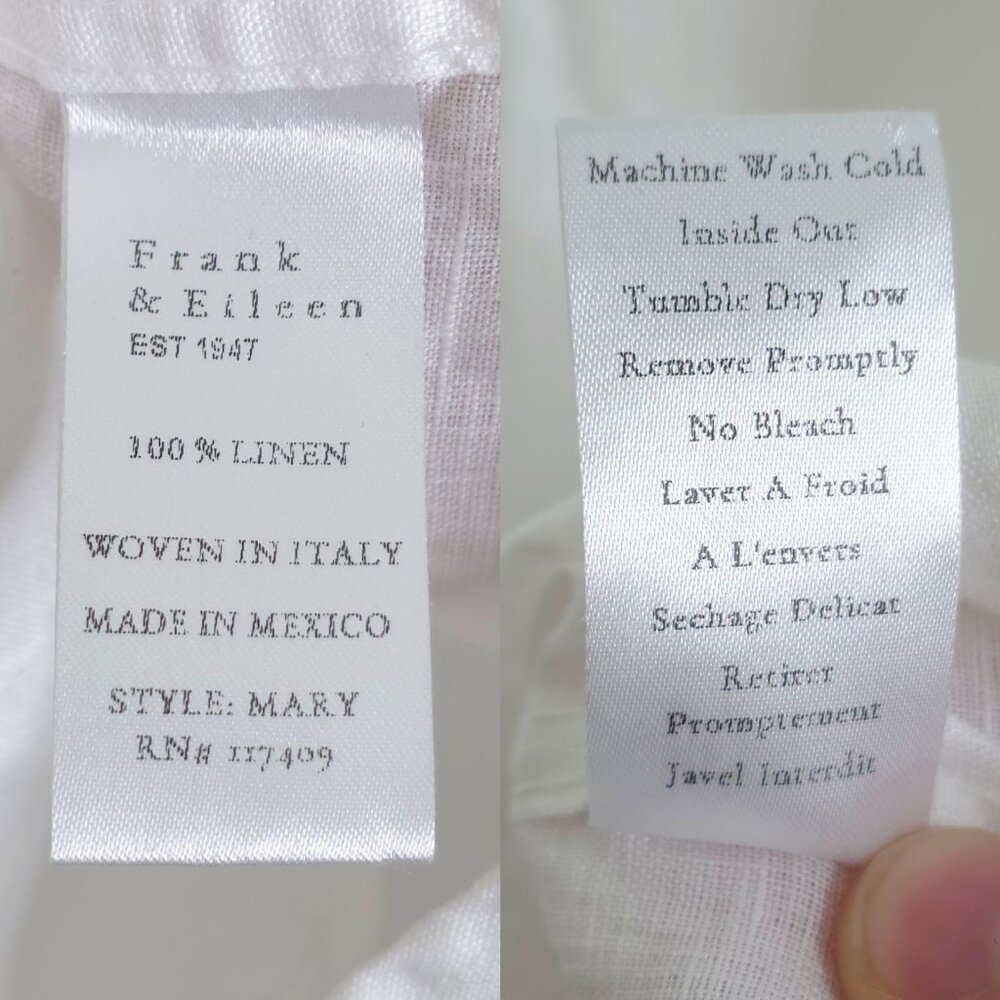Frank & Eileen Mary Linen Mini Dress White Classic Italian Shirtdress Size S - Picture 8 of 9